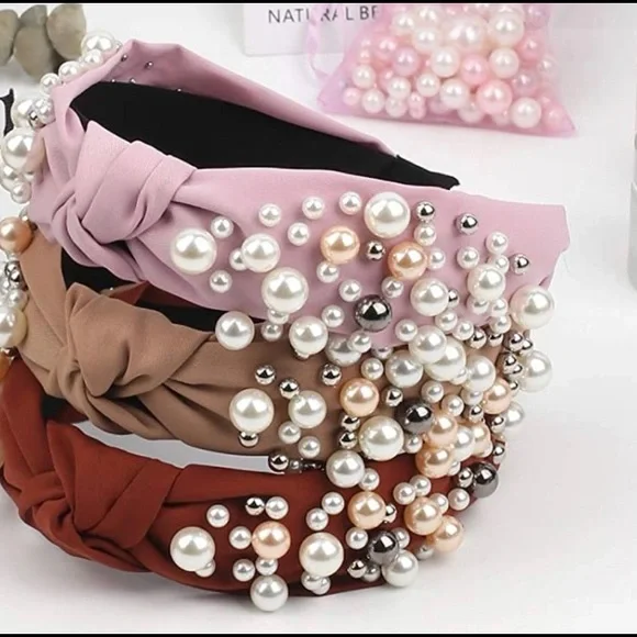 1 PCS No Slip Knotted Cross Pearl Headband - Picture 12 of 12